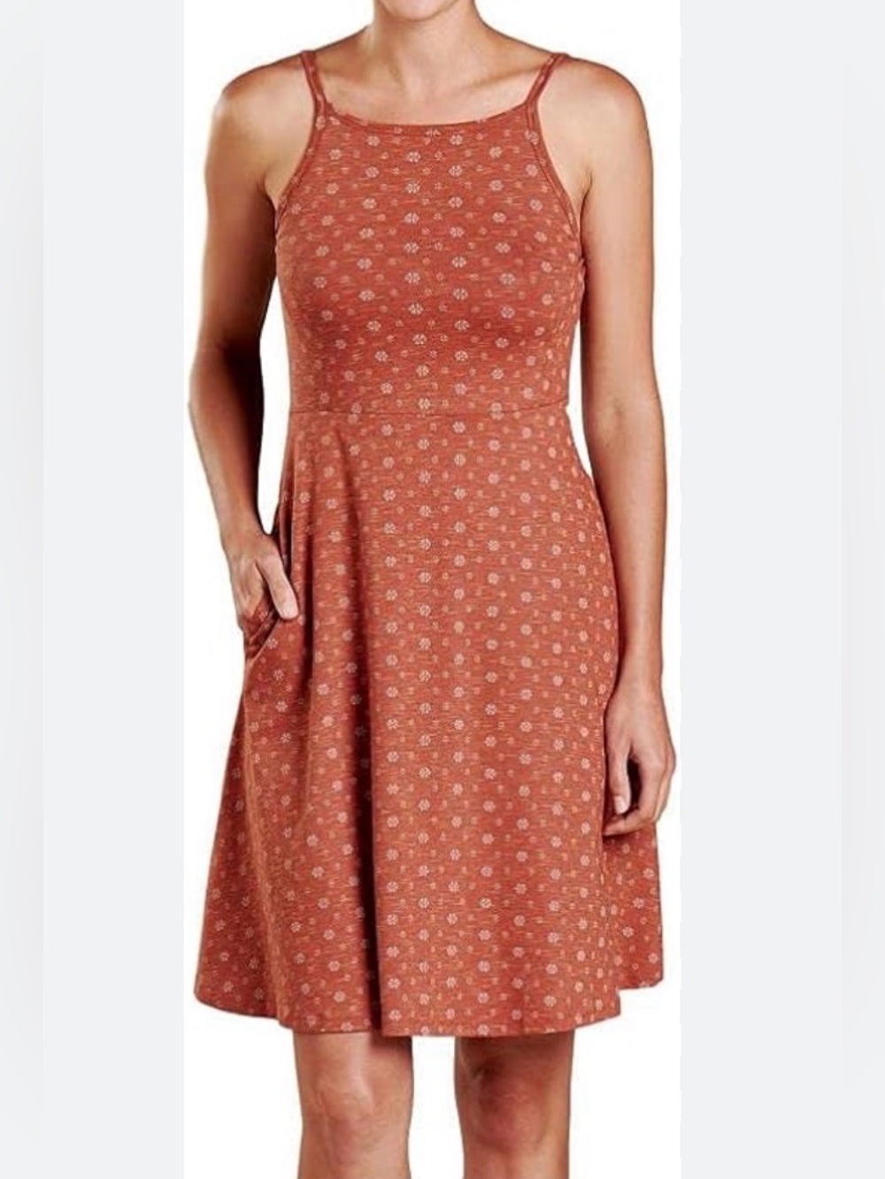 NWT! Toad&Co Samba Corfu Dress Sz XL Sleeveless Tank V Pockets Rust Pattern
